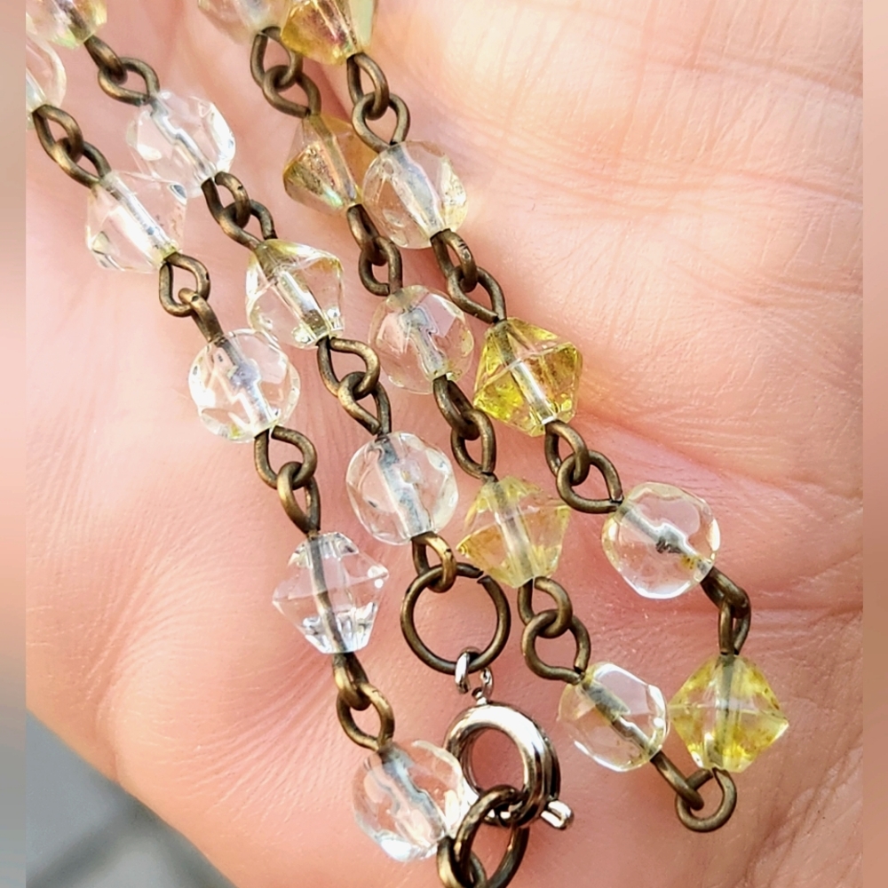 Macy's Faceted Swarovski Clear & Peridot Crystal Strand Necklace